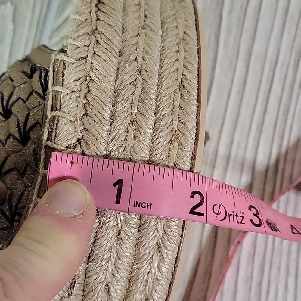 Tory Burch Basketweave Espadrille Wedge Leather Sandals Womens 10.5 NEW - Picture 14 of 15